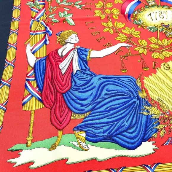 AUTHENTIC HERMES Carre90 LIBERTE EGALITE FRATERNITE REPUBLIQUE FRANCAISE - Picture 4 of 10